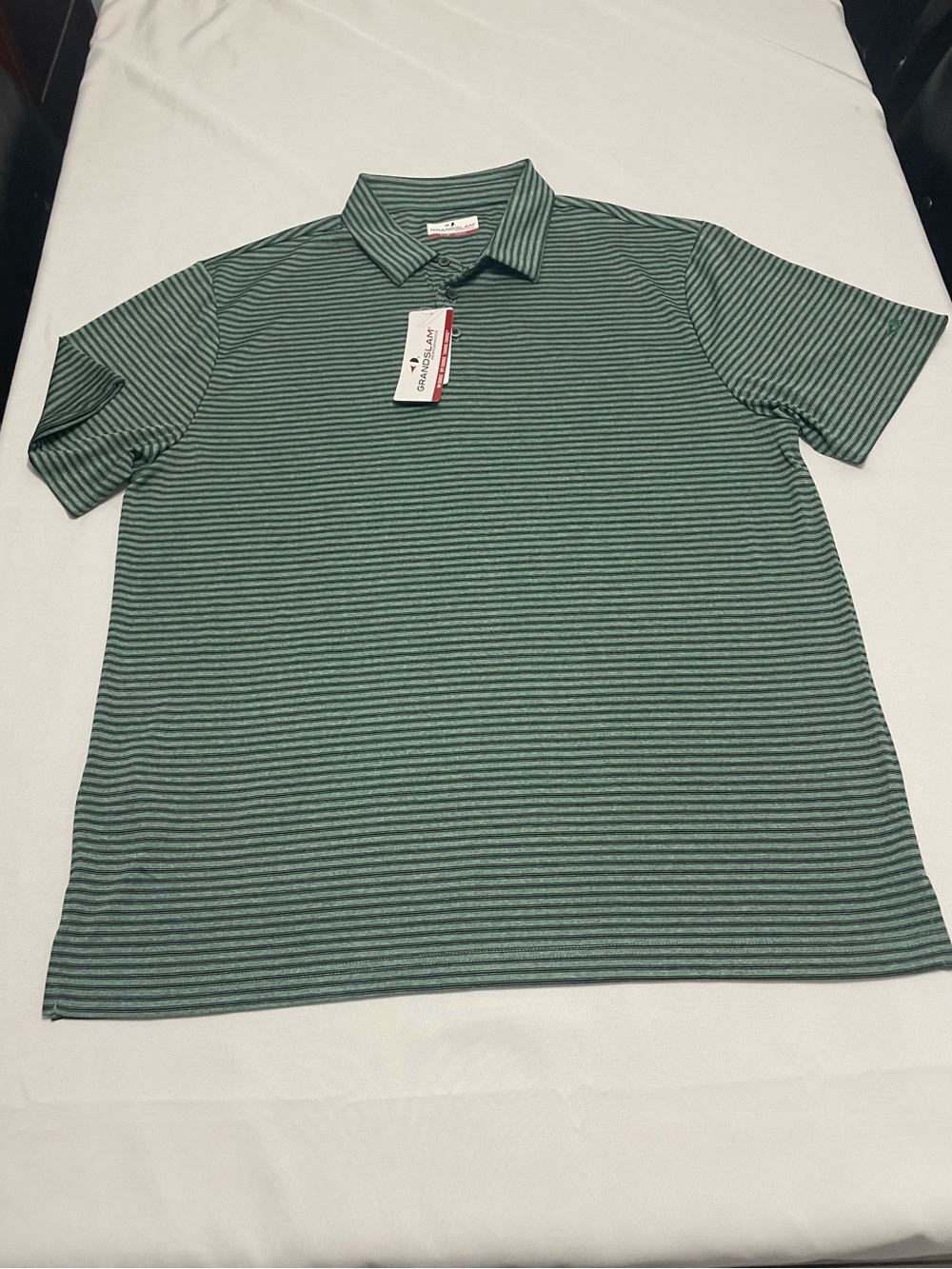 Grand Slam Performance Polo Shirt Men’s XL Green‎ Striped Golf NWT